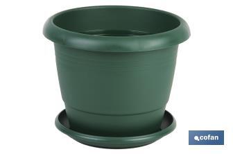 Maceta | Color Verde | Modelo Gardenia | Con Plato | Fabricada en Polipropileno - Cofan