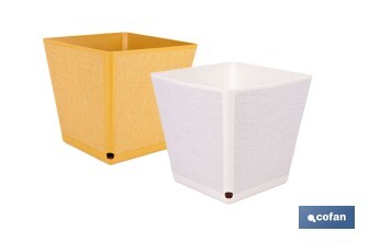 Maceteros decorativos para interior | Macetas cuadradas con plato integrado | Con señalizador de riego | Disponibles en diferentes colores y medidas - Cofan