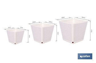 Maceteros decorativos para interior | Macetas cuadradas con plato integrado | Con señalizador de riego | Disponibles en diferentes colores y medidas - Cofan