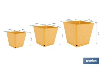 Maceteros decorativos para interior | Macetas cuadradas con plato integrado | Con señalizador de riego | Disponibles en diferentes colores y medidas - Cofan