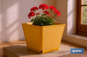 Maceteros decorativos para interior | Macetas cuadradas con plato integrado | Con señalizador de riego | Disponibles en diferentes colores y medidas - Cofan