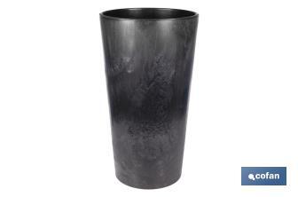 Maceteros cónicos decorativos con depósito | Color: negro | Resistentes para los UV | Material: polipropileno | Disponibles en diferentes medidas - Cofan