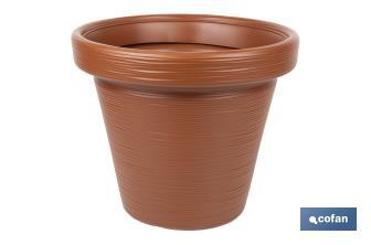 Macetas decorativas con diseño rayado | Color: terracota | Resistentes a los rayos UV | Material: Polietileno de alta densidad | Ideales para interiores y exteriores | Disponibles en diferentes medidas y capacidades - Cofan