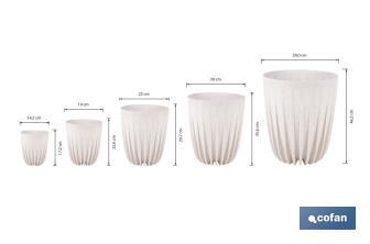 Maceteros decorativos ecológicos | Diseño con rayas en relieve | Tapón de drenaje incorporado | Disponibles en dos colores con diferentes medidas - Cofan