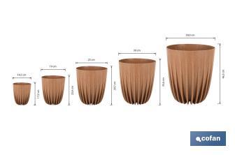 Maceteros decorativos ecológicos | Diseño con rayas en relieve | Tapón de drenaje incorporado | Disponibles en dos colores con diferentes medidas - Cofan