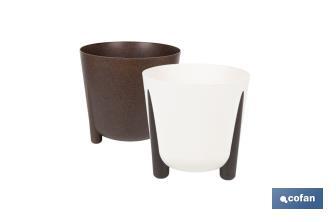 Macetas decorativas con patas | Tapón de drenaje incorporado | Disponibles en color café y crema | Diferentes medidas y capacidades - Cofan