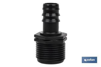 Thread pipe connector | Suitable for drip or sprinkling irrigation system | Thread: 3/4" - Cofan