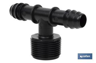 Branch tee hose connector | Thread: 3/4" | Essential irrigation accessory for any drip irrigation system installation - Cofan