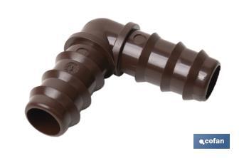 Elbow hose connector for drip irrigation | Recommended use for gardening and agricultural sectors - Cofan