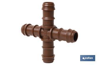 Cross-hose connector for drip irrigation | Recommended use for gardening and agricultural sectors - Cofan