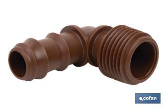 Conector en forma de "Codo" con Rosca Macho 3/4'' - Cofan