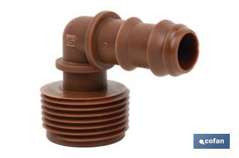 3/4" Male-threaded elbow hose connector | Essential irrigation accessory for drip irrigation system installation - Cofan