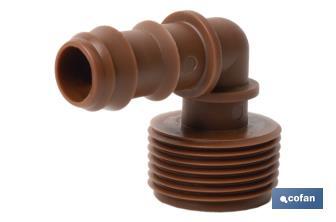 Conector en forma de "Codo" con Rosca Macho 3/4'' - Cofan