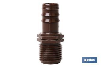 Conector de enlace mixto para riego por goteo o aspersión de rosca 3/4'' | Imprescindible para instalación de riego por goteo - Cofan