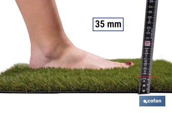 Césped Artificial de 35 mm para terraza y jardín | Modelo acolchado, confortable y resistente | Ideal para exteriores y piscinas - Cofan