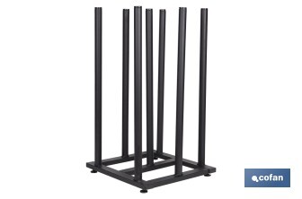 Expositor vertical para 7 rollos de hules | Estructura metálica resistente | Color: negro | Organización eficiente - Cofan