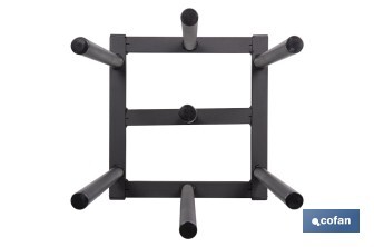 Expositor vertical para 7 rollos de hules | Estructura metálica resistente | Color: negro | Organización eficiente - Cofan