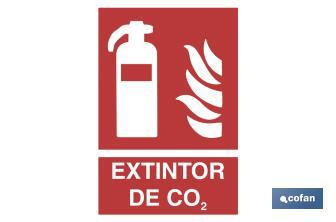 Extintor CO2. El diseño de la señal puede variar, pero en ningún caso se variará el significado de la misma. - Cofan