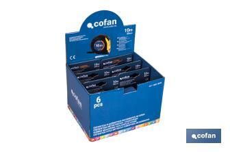 Expositor para flexómetros con protección de goma de Cofan | Incluyen los flexómetros | Varias medidas y capacidades - Cofan