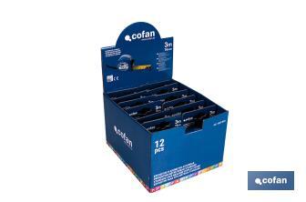 Expositor para flexómetros estándar con botón de bloqueo de Cofan | Incluyen los flexómetros | Varias medidas y capacidades - Cofan