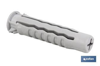 Taco de nylon calidad  PA-6 | Medidas desde Ø 5 hasta Ø 14 mm | Para materiales macizos y perforados - Cofan