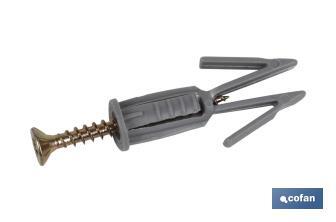 Taco flecha para placas de yeso | Medidas de Ø 6 x 10 mm y  Ø 6 x 17 mm - Cofan
