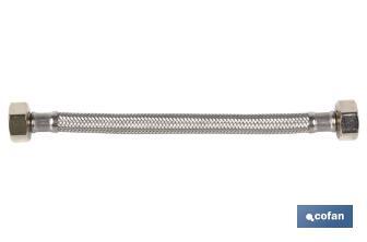 Conexión Flexible | Hembra/Hembra | Acero Inoxidable | H 1/2"- H 3/8" | 40 cm de Longitud | Para lavabo, grifo y cocina - Cofan
