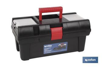 26" plastic tool box | Semi-Professional Model | With an organiser tray and a bottom compartment - Cofan