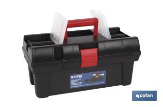 26" plastic tool box | Semi-Professional Model | With an organiser tray and a bottom compartment - Cofan