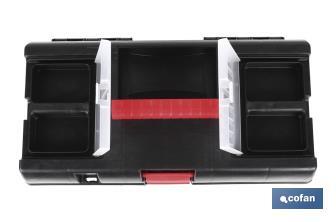 26" plastic tool box | Semi-Professional Model | With an organiser tray and a bottom compartment - Cofan