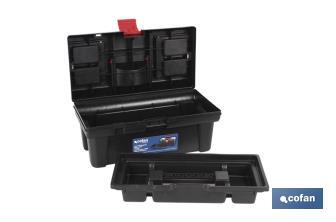 26" plastic tool box | Semi-Professional Model | With an organiser tray and a bottom compartment - Cofan