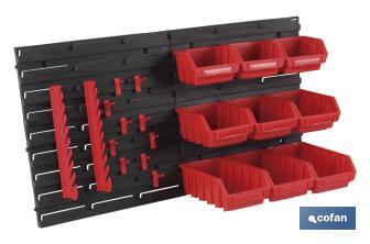 Panel de herramientas en PP para herramientas con accesorios de colgar | Dimensiones 360 x 400 mm| Fabricado en polipropileno - Cofan