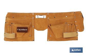 DOUBLE TOOL POUCH WITH WEB BEL IN YELLOW SUEDE LEATHER - Cofan