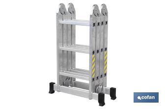 Escalera aluminio multiusos | Con 4 x 3 peldaños y 3,25 metros de longitud | Normativa EN 131 y 150 kilos - Cofan