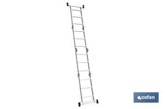 Multipurpose aluminium ladder | Available in 3.25 metres in length and 4 x 3 rungs | Complies with EN 131 and 150 kilograms - Cofan