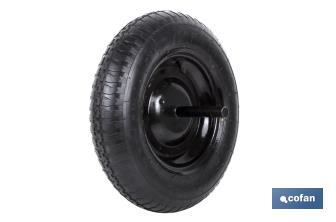 Rueda para carretilla de obra Neumática  con Varillas | Ø del eje en 20 mm | Diámetro rueda Ø 370 mm | Peso máximo 120 kg - Cofan