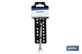 Combination spanner with reversible ratchet | Size from 8 to 27mm | Polished steel - Cofan