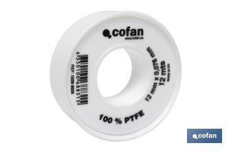 Roll of PTFE tape, 12mm x 0,076mm. - Cofan
