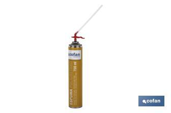 Polyurethane foam | Spray of 750ml | Manual application through expandable thin tube 45l - Cofan