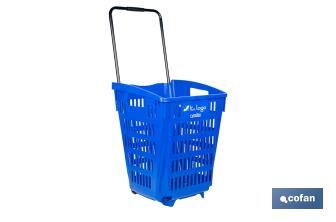 Carrito de la compra | Cesta con 2 ruedas | Asa telescópica | Capacidad: 52 litros | Color: azul | Medidas: 39 x 39 x 52,9 cm - Cofan