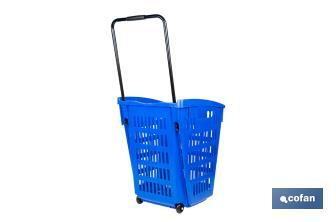 Carrito de la compra | Cesta de compra con 2 ruedas | Asa telescópica | Capacidad: 52 litros | Color: azul | Medidas: 39 x 39 x 52,9 cm - Cofan