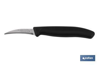 Couteau de Cueillette | Pack de 12 ou 50  Unités | Modèle Pointe Courbée | Dimensions de la Lame 6 cm | Manche de Couleur Noire - Cofan