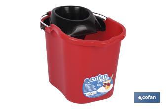 Bucket + Wringer | Red l Metallic handle and special wringer - Cofan