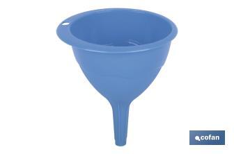 Embudo de plástico | Disponible en color azul con certificado alimentario | Diferentes medidas - Cofan