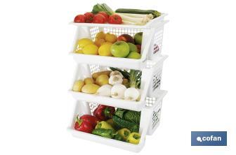 Carrello per frutta e verdura con 3 ceste | Bianco | Dimensioni: 62 x 39 x 32 cm - Cofan