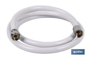 Tubo flessibile per doccia | Realizzato in PVC | Colore: bianco | Raccordi di ottone | Lunghezza: 1,5 m - Cofan