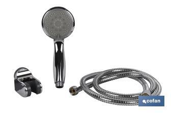 Shower kit | 5 Spray modes | Hand-held shower head + Shower hose + Bracket | Chrome-plated ABS - Cofan