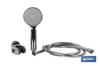 Shower kit | 1 Spray Mode | Hand-held shower head + Shower Hose + Bracket | Chrome-plated ABS - Cofan