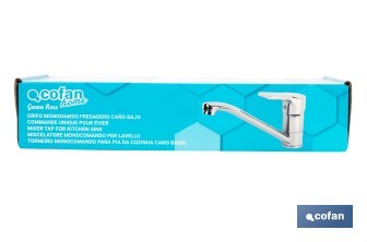 Single-handle sink tap | Low spout | Ross Model | Brass | Size: 12 x 25 x 4cm - Cofan