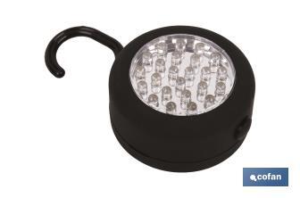 LAMPADA TONDA 24 LED, MAGNETE /GANCIO - Cofan